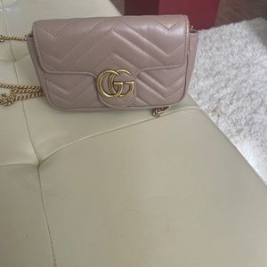 Pre-owned mini Gucci marmont bag with box, authenticity card, dustbag